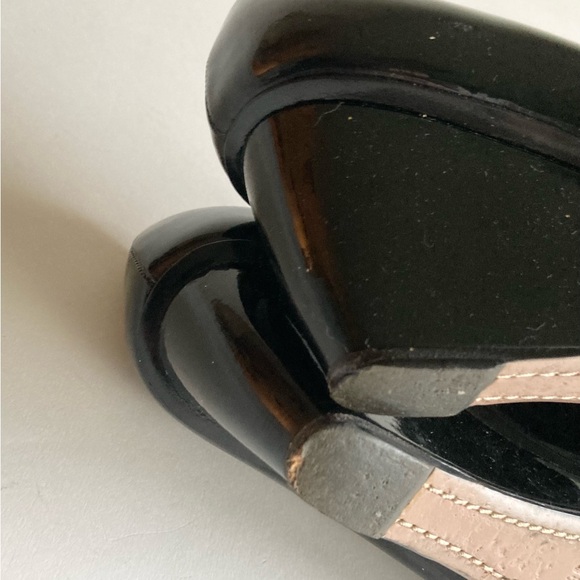 Prada Black Patent Leather Bow Logo Open Toe Wedges size EUR 38, US 7.5 - Picture 11 of 16